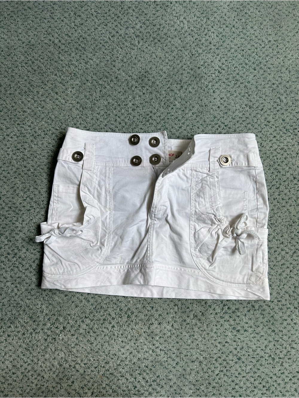 White cargo mini skirt